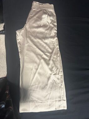 Silky Cream Wide-Leg Pants